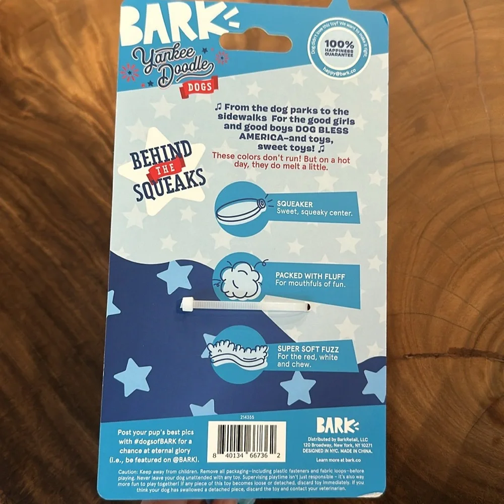 2 Bark Box Liberty Cone dog toys